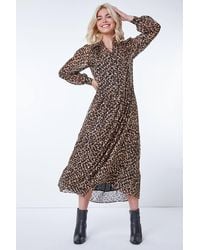 D.u.s.k - Leopard Print Chiffon Tiered Ruffle Dress - Lyst