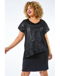 Roman Curve - Asymmetric Shimmer Overlay Dress - Lyst