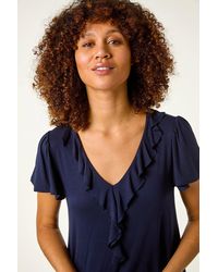 Roman - Ruffle Front Stretch Top - Lyst
