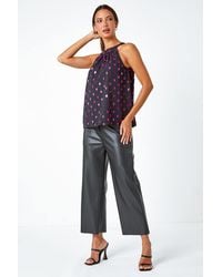 Roman - Metallic Polka Dot Print Halterneck Top - Lyst
