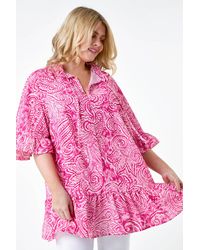 Roman Curve - Paisley Frill Tie Detail Top - Lyst