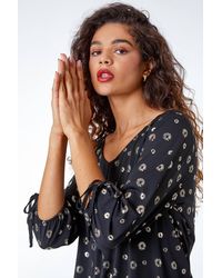 Roman - Metallic Spot Print V-Neck Blouson Top - Lyst