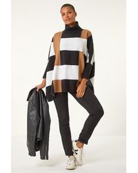 Roman - Striped Knit Longline Poncho - Lyst
