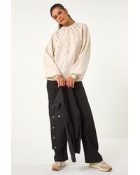Roman - Faux Pearl Cable Knit Jumper - Lyst