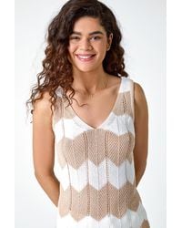 Roman - Chevron Stripe Knit Top - Lyst