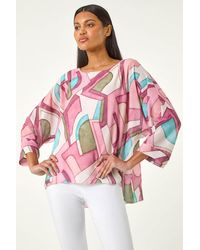 Roman - Abstract Print Overlay Tunic Top - Lyst