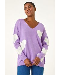 Roman - V-Neck Heart Detail Knit Jumper - Lyst