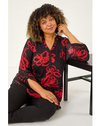 Roman Curve - Stretch Jersey Floral Top - Lyst