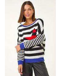 Roman - Star Striped Colour Block Knit Jumper - Lyst