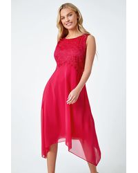 Roman - Originals Petite Lace Bodice Chiffon Dress - Lyst