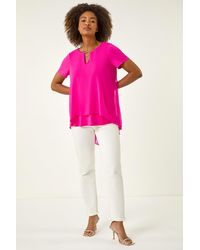 Roman - Ring Front Chiffon Overlay Top - Lyst