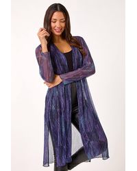 Roman - Metallic Geometric Plisse Kimono Cardigan - Lyst