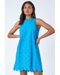 Roman - Cotton Embroidery Detail Shift Dress - Lyst
