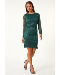 Roman Petite - Shimmer Tie Belt Shift Dress - Lyst