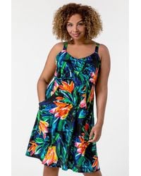 Roman Curve - Tropical Print Strappy Dress - Lyst
