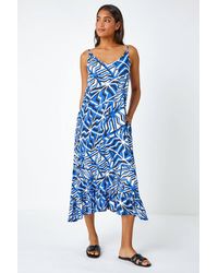 Roman - Abstract Print Pocket Midi Dress - Lyst