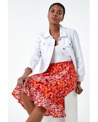 Roman - Mixed Animal Print Frill Wrap Skirt - Lyst