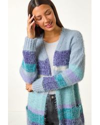 Roman - Fluffy Stripe Pocket Cardigan - Lyst