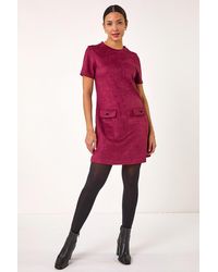 Roman - Suedette Button Shift Stretch Dress - Lyst