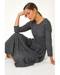 Roman - Geometric Pocket Stretch Midi Dress - Lyst