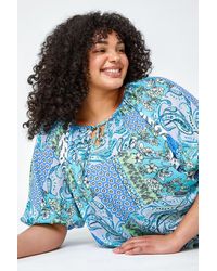 Roman Curve - Paisley Print Tie Detail Tunic Top - Lyst