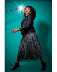 Roman Curve - Glitter Mesh Stretch A Line Midi Skirt - Lyst