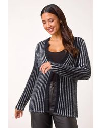 Roman - Fluffy Striped Knit Cardigan - Lyst