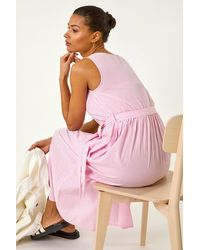 Roman - Pinstripe Belted Midi Dress - Lyst