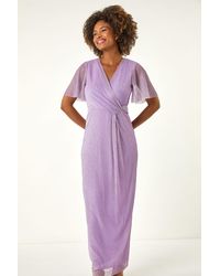 Roman - Metallic Plisse Bodycon Maxi Dress - Lyst