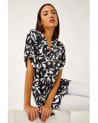 Roman - Abstract Print Dipped Hem Shirt - Lyst