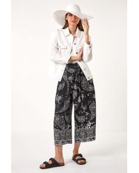 Roman - Paisley Print Wide Leg Cropped Trousers - Lyst