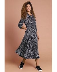 Roman - Animal Print Belted Shirt Dress - Lyst