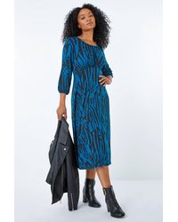 Roman Petite - Zebra Print Stretch Midi Dress - Lyst