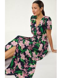 Roman - Floral Shirred Maxi Dress - Lyst