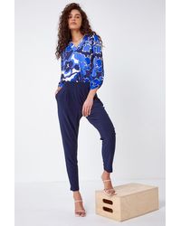 Roman - Jersey Stretch Elastic Waist Harem Trousers - Lyst