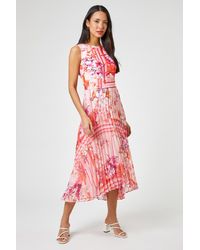 Roman - Floral Print Fit And Flare Pleated Dress - Lyst