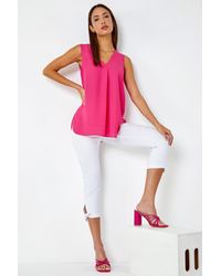 Roman - Elastic Waist Tie Hem Cropped Trousers - Lyst