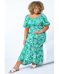 Roman Curve - Stretch Waist Midi Dress - Lyst