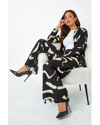 Roman - Abstract Print Wide Leg Trousers - Lyst
