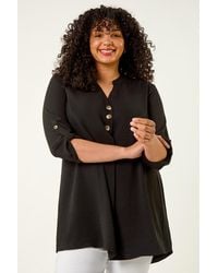 Roman Curve - Textured Buttoned Tunic Top - Lyst