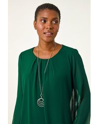 Roman - Chiffon Pleated Banded Hem Top - Lyst