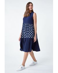 Roman - Polka Dot Print Panel Smock Dress - Lyst