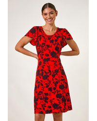 Roman - Ditsy Floral Print Stretch Dress - Lyst