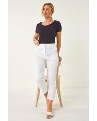 Roman Petite - Cotton Ankle Grazer Tapered Trousers - Lyst