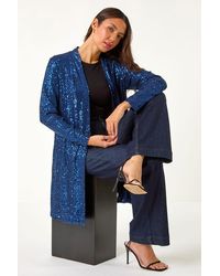 Roman - Longline Sequin Stretch Jacket - Lyst