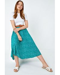 Roman - Ditsy Floral Print Belted Midi Skirt - Lyst