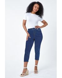 Roman Petite - Elastic Waist Crop Denim Jegging - Lyst