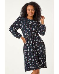 Roman Petite - Floral Twist Detail Short Dress - Lyst