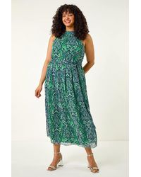 Roman Curve - Abstract Print Halter Maxi Dress - Lyst