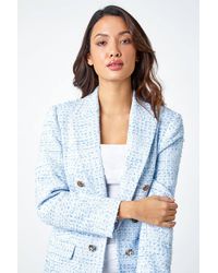 Roman - Textured Check Boucle Blazer Jacket - Lyst